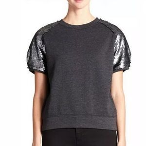 New GUESS Raglan Sequins Crew Sweatshirt Shirt Sleeve M